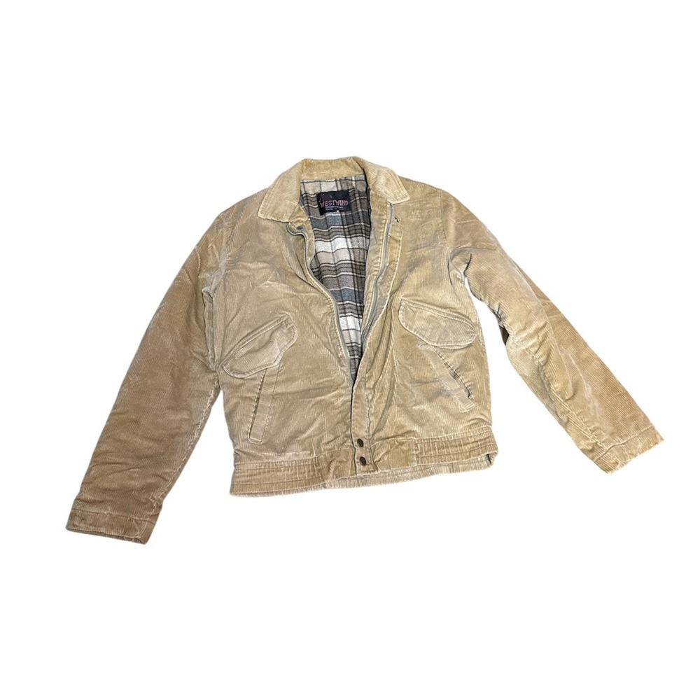 Vintage Unisex 1970s 1980s Westwind Sportswear Tan Corduroy Zip Jacket Small